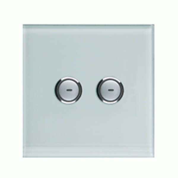 2‑gang push‑button module, white glass